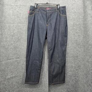 Woman Whitin Jeans 14W Petite Blue Dark Wash Straight Leg Natural Fit 100% Cotto